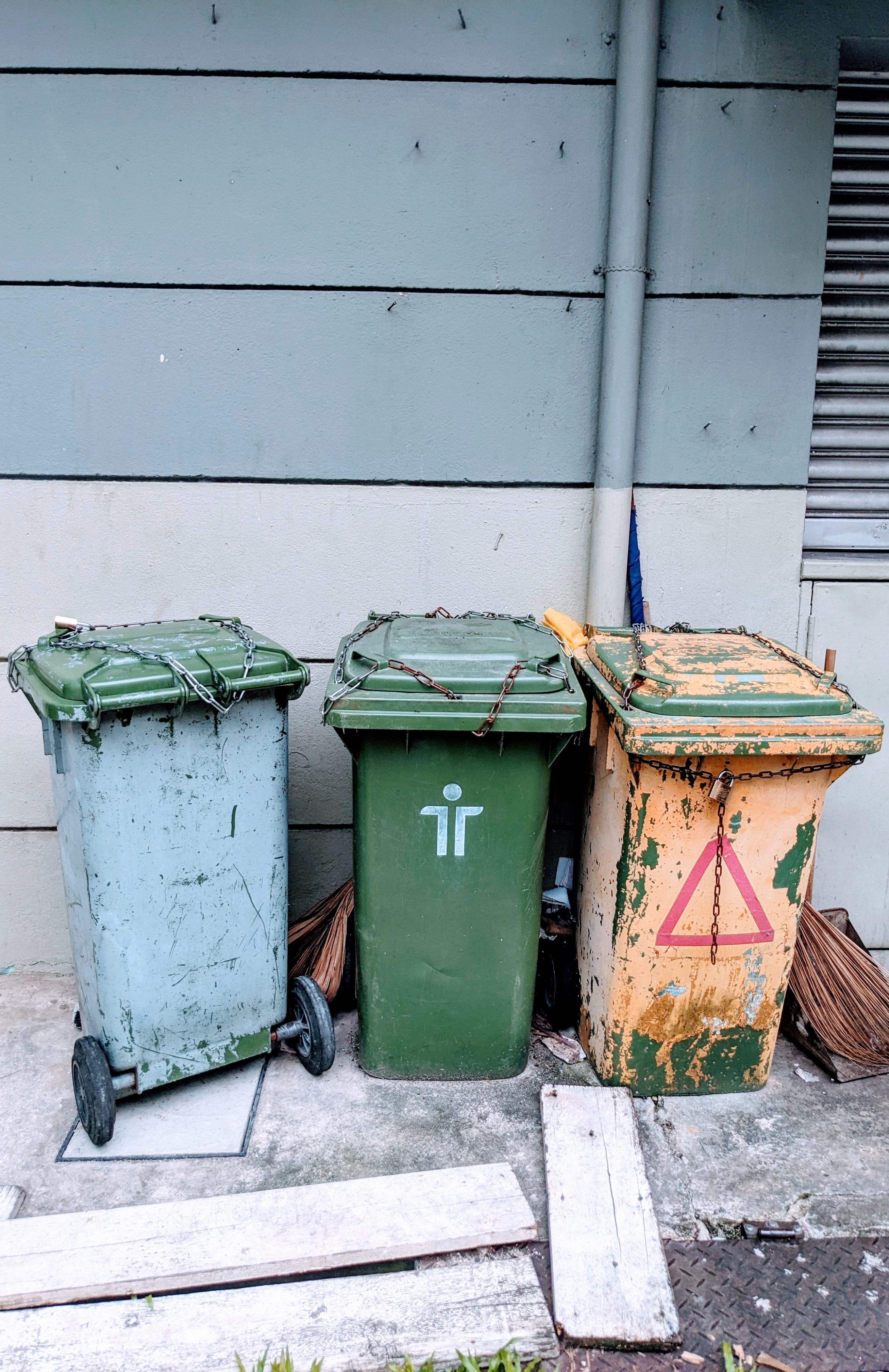 Picture of trashcans in an alley